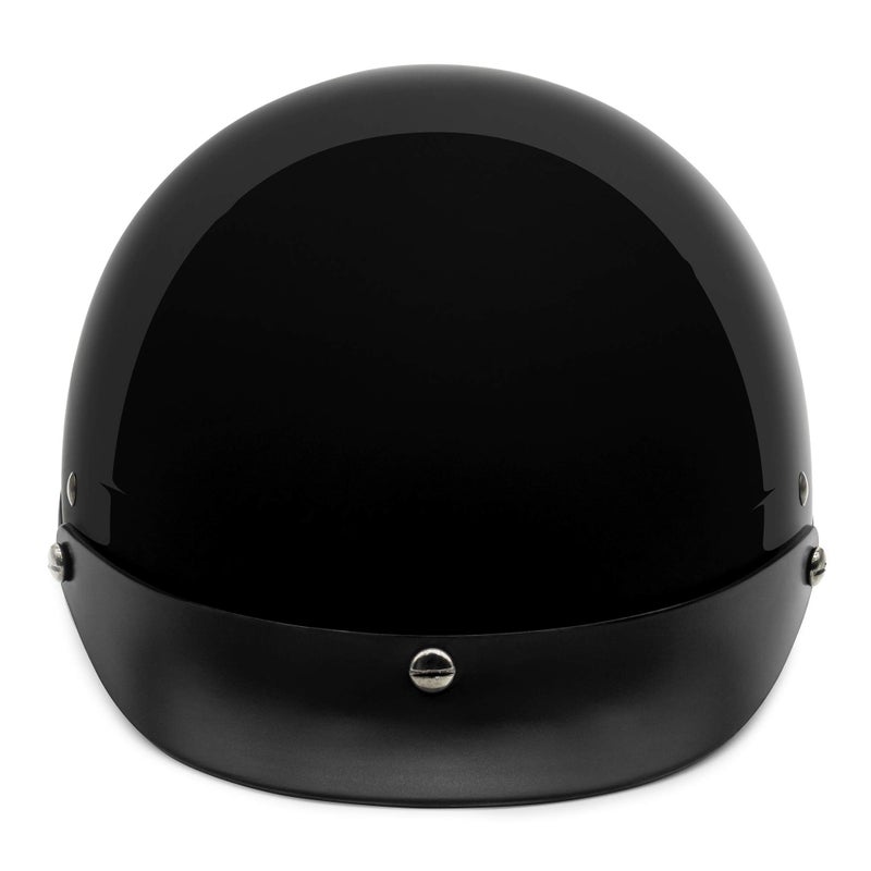VCAN Unisex-Adult Size Cruiser Solid Gloss Black Half Face Motorcycle Helmet (X-Large) - Image 3
